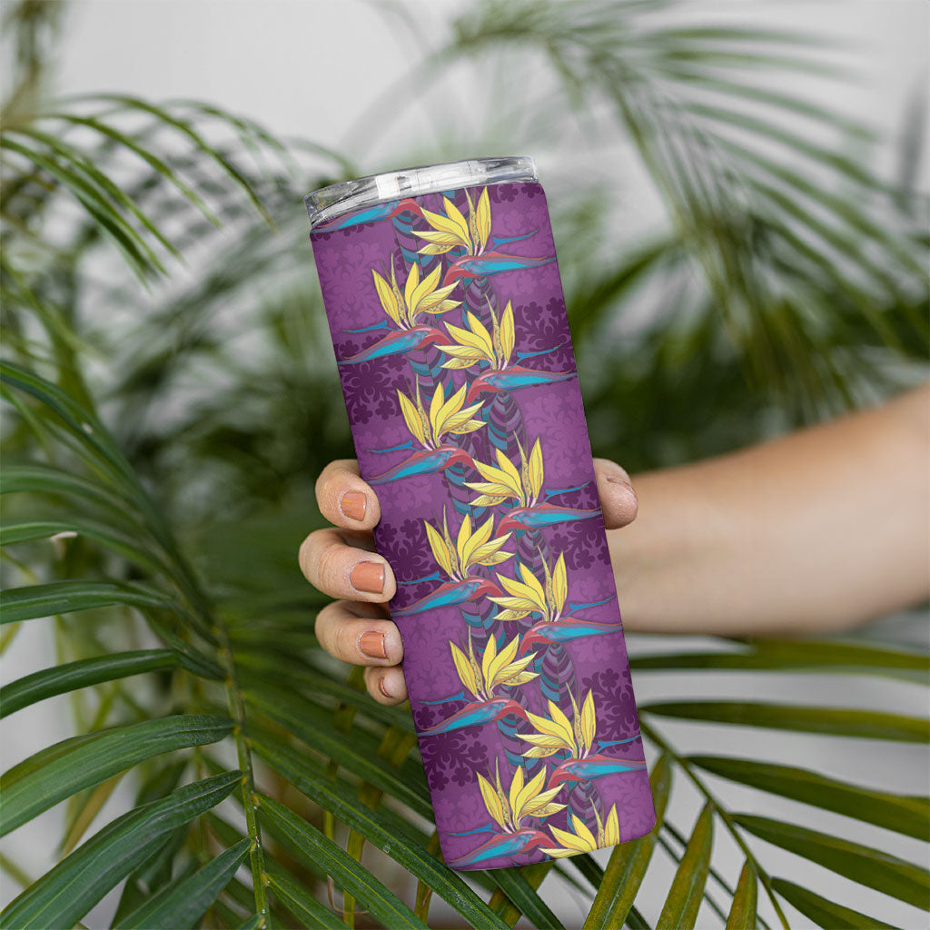 Hawaii Waikiki King Skinny Tumbler Purple Quilt With Pua Manu LT05 - Polynesian Pride