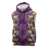 Hawaii Waikiki King Sleeveless Zip Hoodie Purple Quilt With Pua Manu LT05 Purple - Polynesian Pride