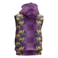 Hawaii Waikiki King Sleeveless Zip Hoodie Purple Quilt With Pua Manu LT05 - Polynesian Pride