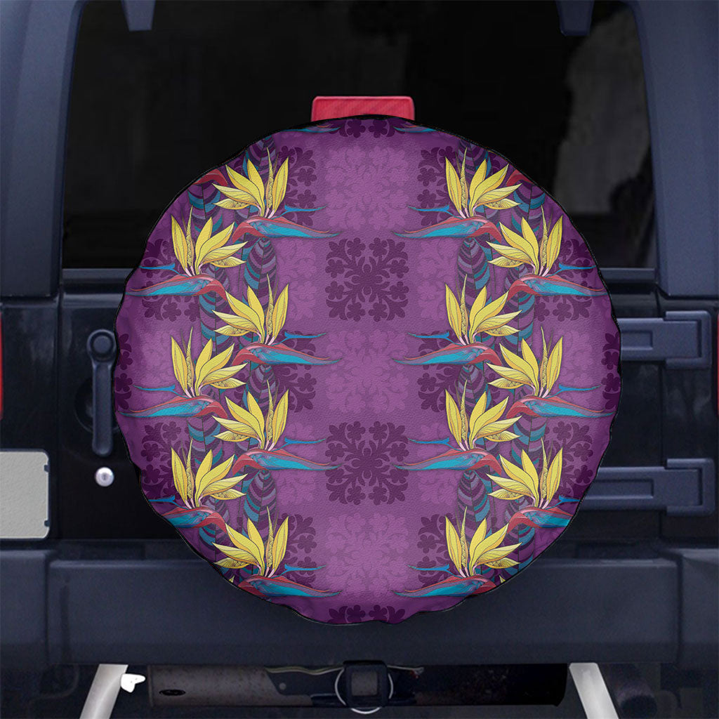 Hawaii Waikiki King Spare Tire Cover Purple Quilt With Pua Manu LT05 No hole Purple - Polynesian Pride