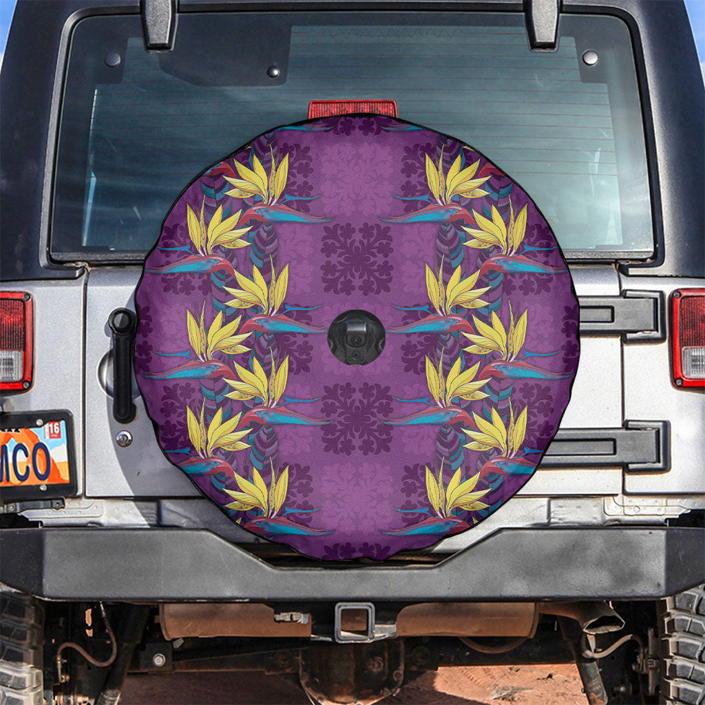 Hawaii Waikiki King Spare Tire Cover Purple Quilt With Pua Manu LT05 Purple - Polynesian Pride