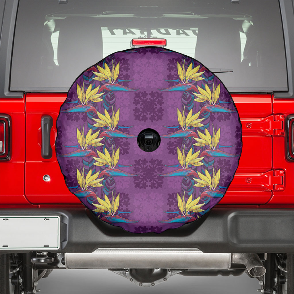 Hawaii Waikiki King Spare Tire Cover Purple Quilt With Pua Manu LT05 - Polynesian Pride