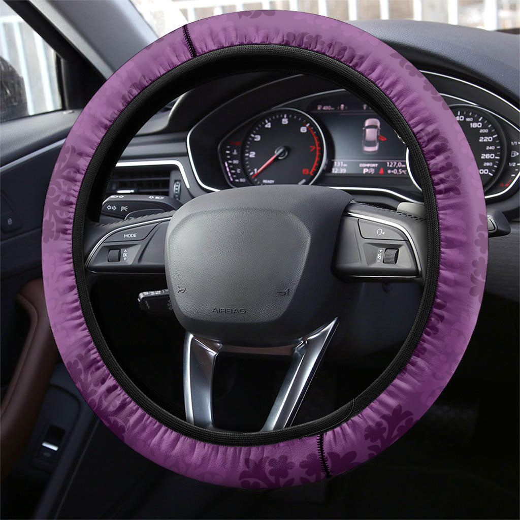 Hawaii Waikiki King Steering Wheel Cover Purple Quilt With Pua Manu LT05 - Polynesian Pride