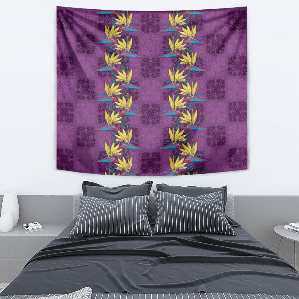 Hawaii Waikiki King Tapestry Purple Quilt With Pua Manu LT05 - Polynesian Pride