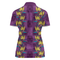 Hawaii Waikiki King Women Polo Shirt Purple Quilt With Pua Manu LT05 - Polynesian Pride