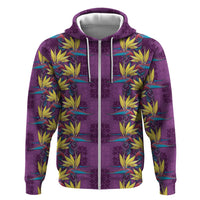 Hawaii Waikiki King Zip Hoodie Purple Quilt With Pua Manu LT05 Zip Hoodie Purple - Polynesian Pride