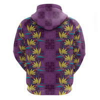 Hawaii Waikiki King Zip Hoodie Purple Quilt With Pua Manu LT05 - Polynesian Pride
