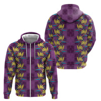 Hawaii Waikiki King Zip Hoodie Purple Quilt With Pua Manu LT05 - Polynesian Pride