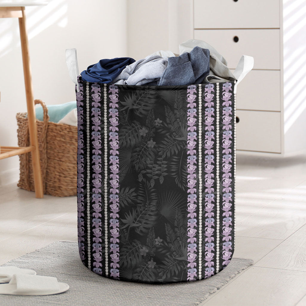 Hawaii Queen Liliuokalani Laundry Basket Hawaiian Lei Pua Kalaunu LT05 Black - Polynesian Pride