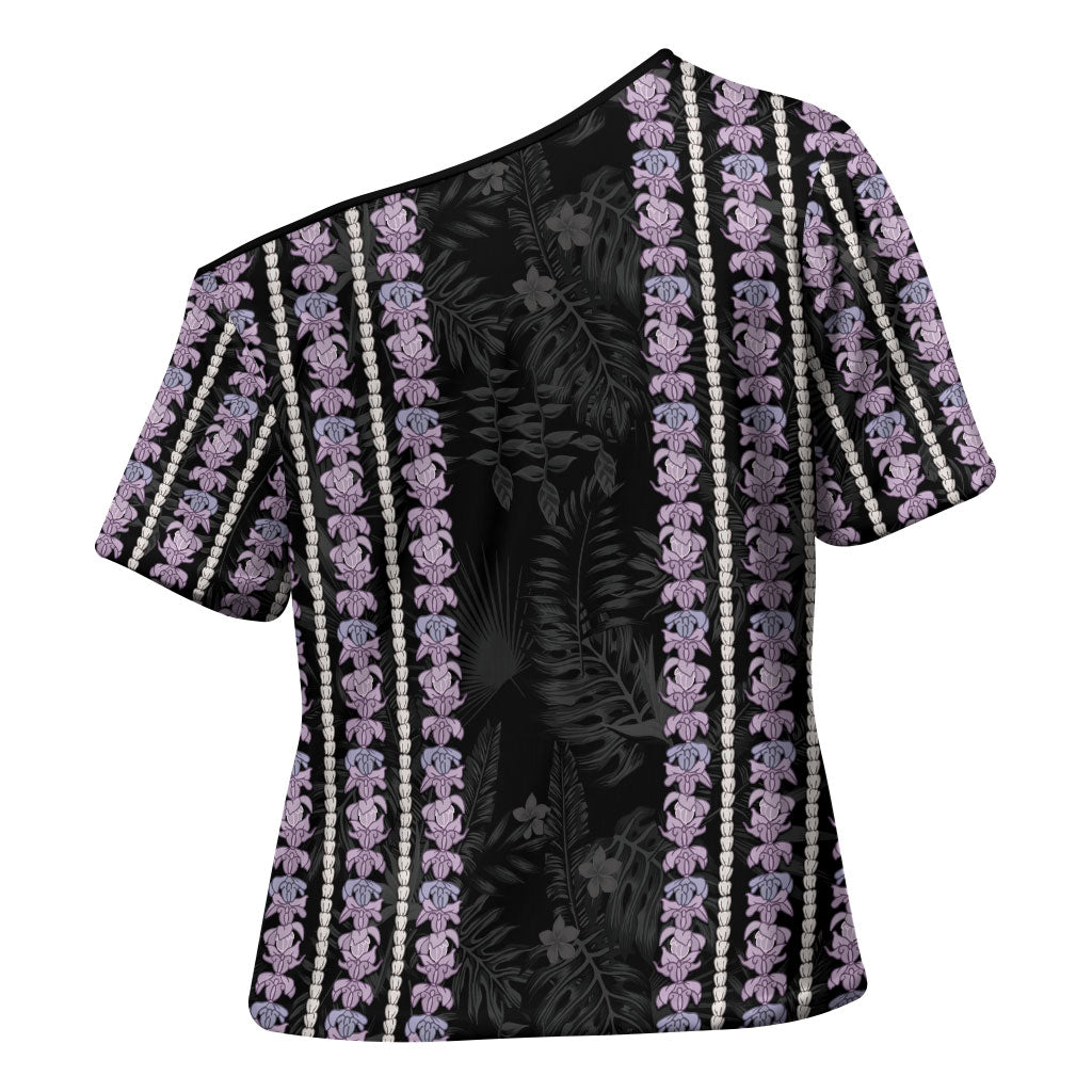 Hawaii Queen Liliuokalani Cross Shoulder Shirt Hawaiian Lei Pua Kalaunu LT05 - Polynesian Pride