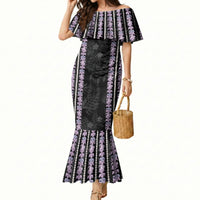 Hawaii Queen Liliuokalani Mermaid Dress Hawaiian Lei Pua Kalaunu LT05 Women Black - Polynesian Pride