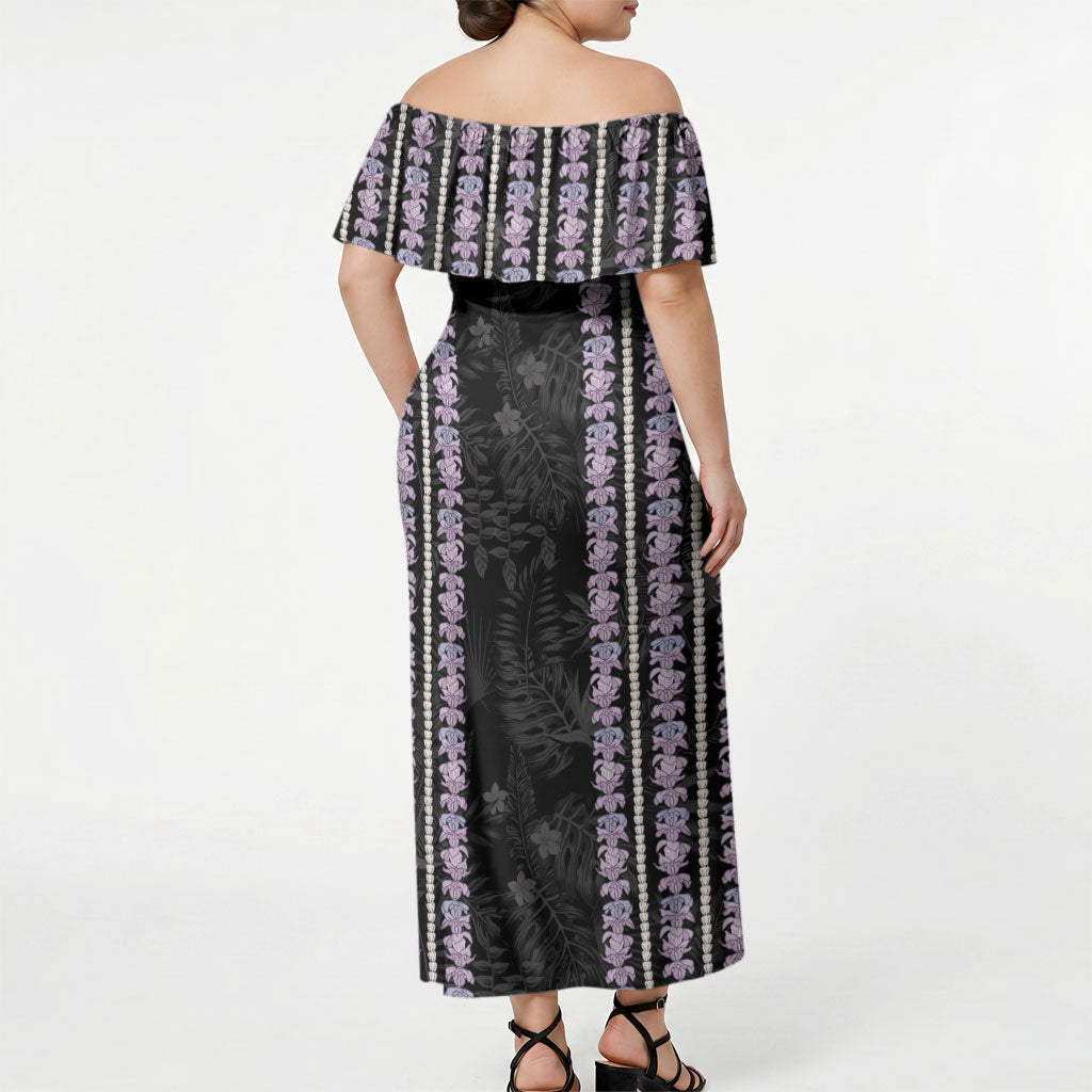 Hawaii Queen Liliuokalani Off Shoulder Maxi Dress Hawaiian Lei Pua Kalaunu LT05 - Polynesian Pride