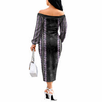 Hawaii Queen Liliuokalani Off The Shoulder Long Sleeve Dress Hawaiian Lei Pua Kalaunu LT05 - Polynesian Pride
