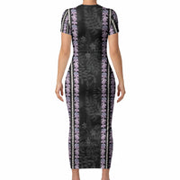 Hawaii Queen Liliuokalani Short Sleeve Bodycon Dress Hawaiian Lei Pua Kalaunu LT05 - Polynesian Pride