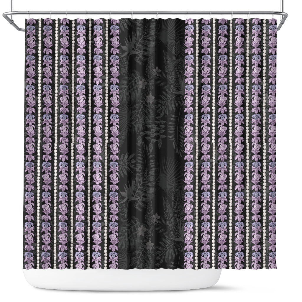 Hawaii Queen Liliuokalani Shower Curtain Hawaiian Lei Pua Kalaunu LT05 Black - Polynesian Pride