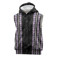 Hawaii Queen Liliuokalani Sleeveless Hoodie Hawaiian Lei Pua Kalaunu LT05 Black - Polynesian Pride