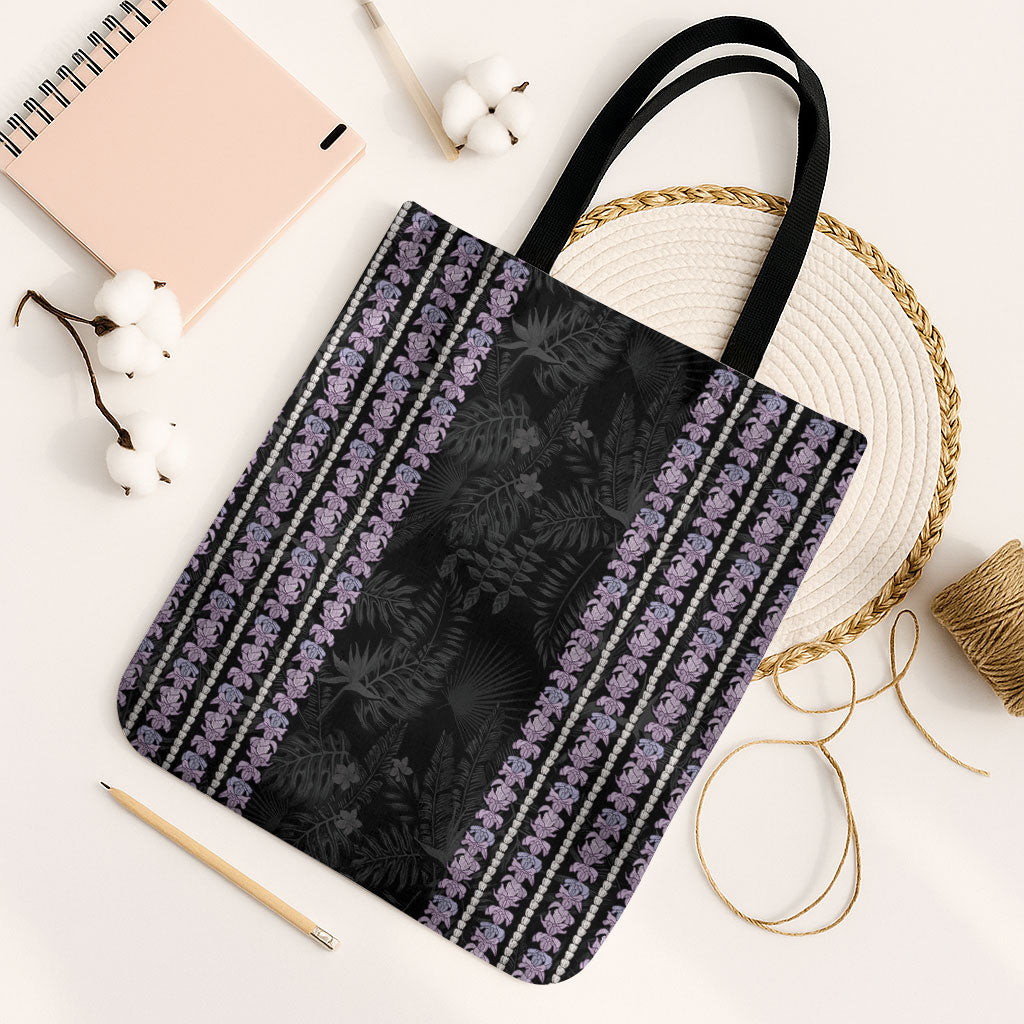 Hawaii Queen Liliuokalani Tote Bag Hawaiian Lei Pua Kalaunu LT05 Black Strap One Size Black - Polynesian Pride