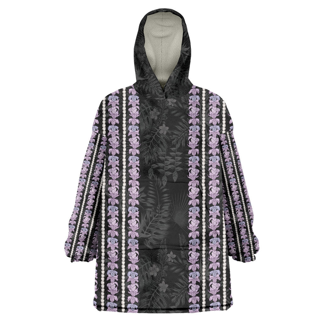 Hawaii Queen Liliuokalani Wearable Blanket Hoodie Hawaiian Lei Pua Kalaunu LT05 One Size Black - Polynesian Pride