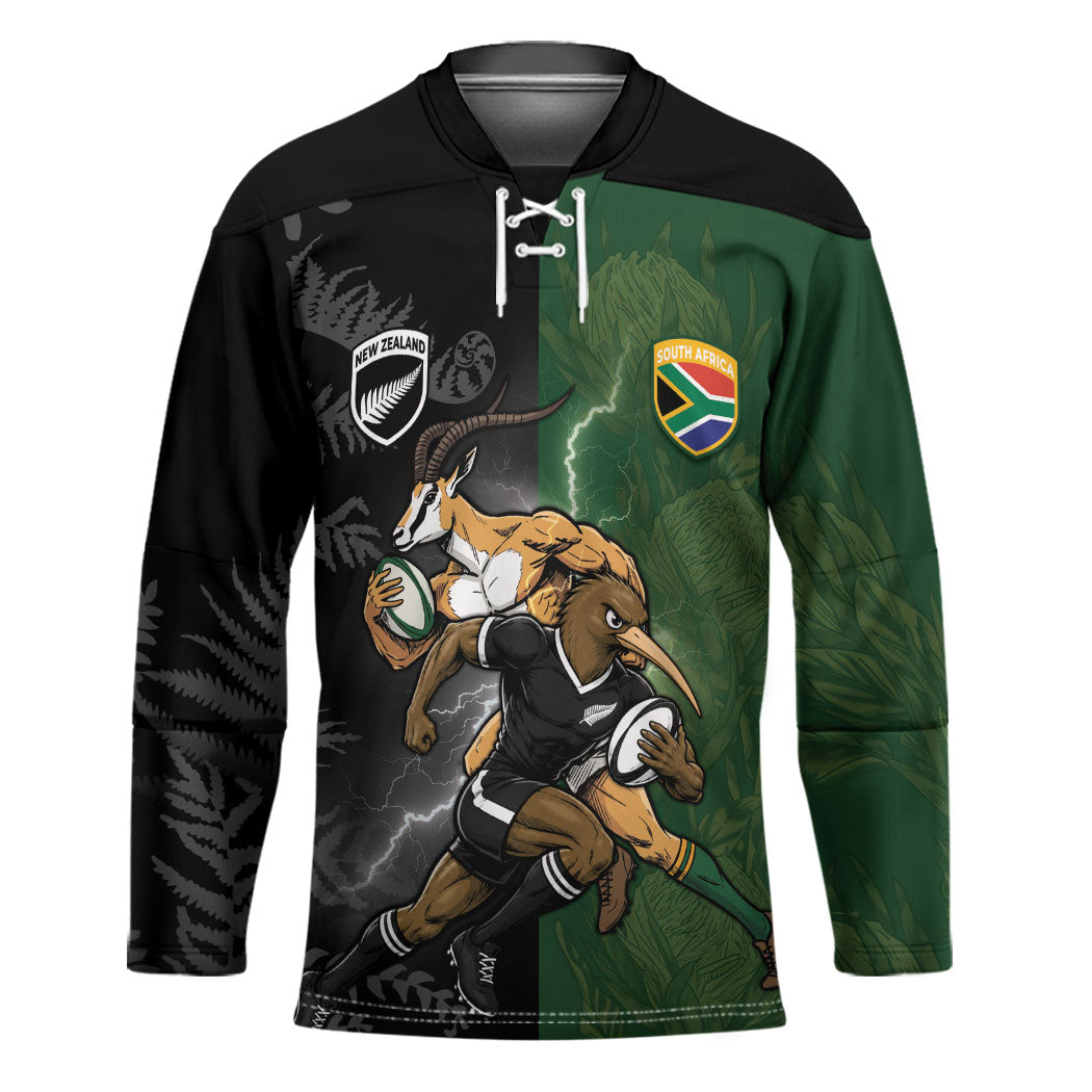 Custom South Africa And New Zealand Hockey Jersey Springboks And Kiwis Rugby Rivalry
