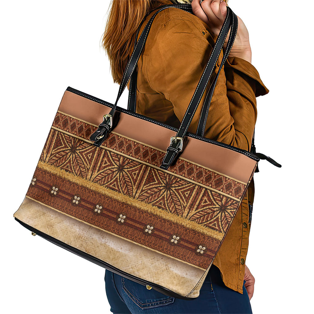 Polynesian Princess Inspired Cosplay Costume Leather Tote Bag Traditional Tapa Pattern