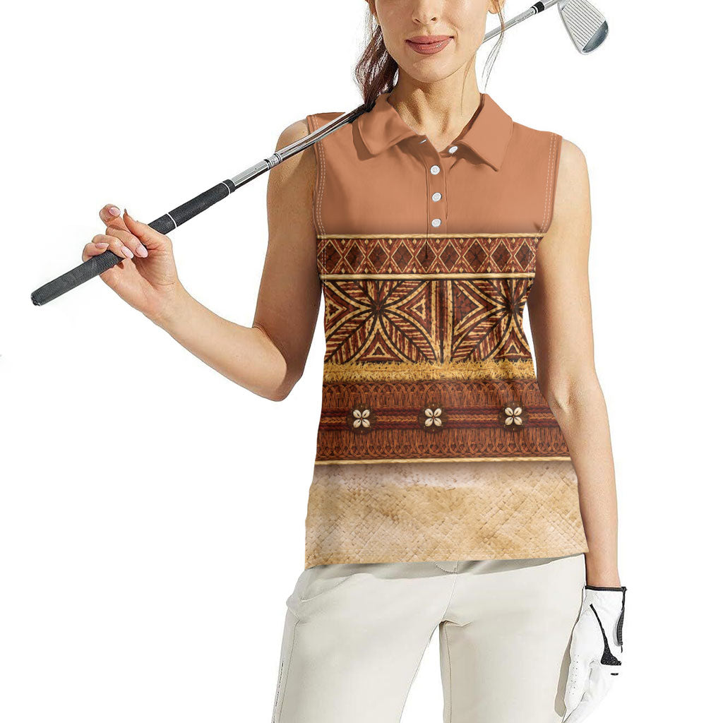 Polynesian Princess Inspired Cosplay Costume Women Sleeveless Polo Shirt Traditional Tapa Pattern