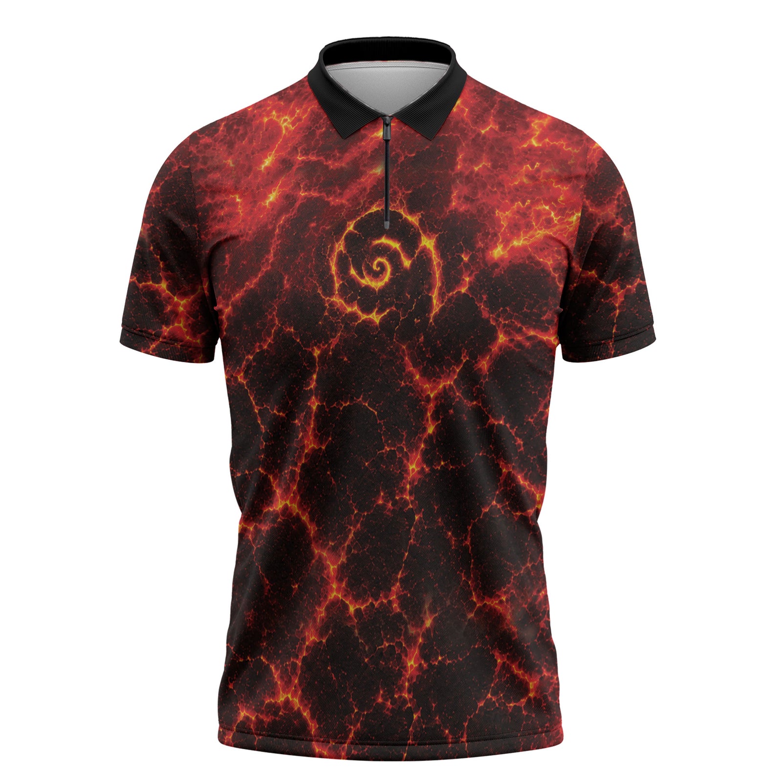 Lava Monster Costume Zipper Polo Shirt Fiery Lava Spiral
