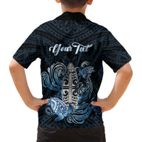 Personalised Polynesia Go Surfing Family Matching Off Shoulder Short Dress and Hawaiian Shirt The Pacific Wave Of Water LT05 - Polynesian Pride