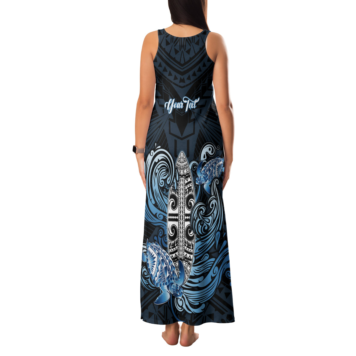 Personalised Polynesia Go Surfing Family Matching Tank Maxi Dress and Hawaiian Shirt The Pacific Wave Of Water LT05 - Polynesian Pride