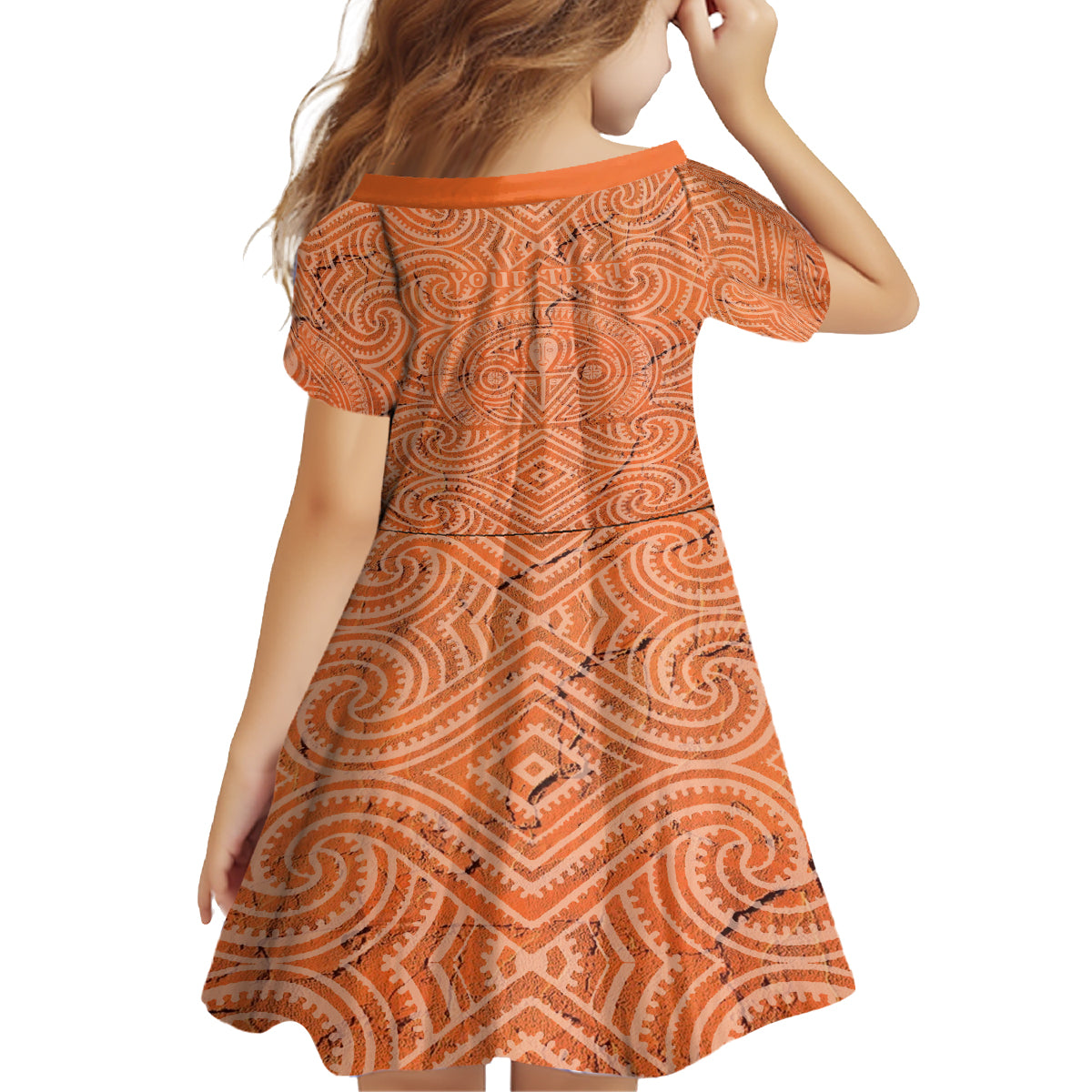 Personalised Lapita Culture Kid Short Sleeve Dress Iconic Double Face Pattern LT05 - Polynesian Pride