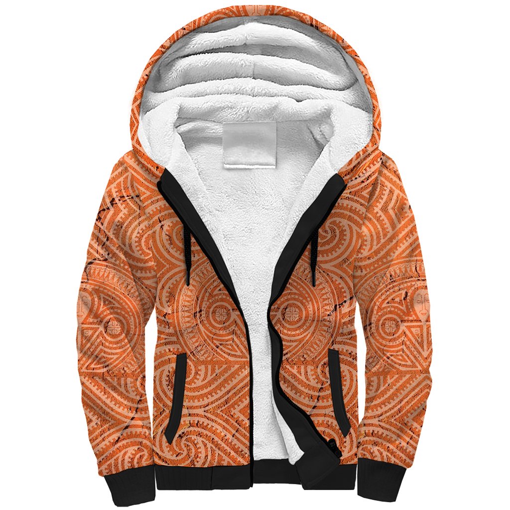 Personalised Lapita Culture Sherpa Hoodie Iconic Double Face Pattern LT05 Unisex Brown - Polynesian Pride