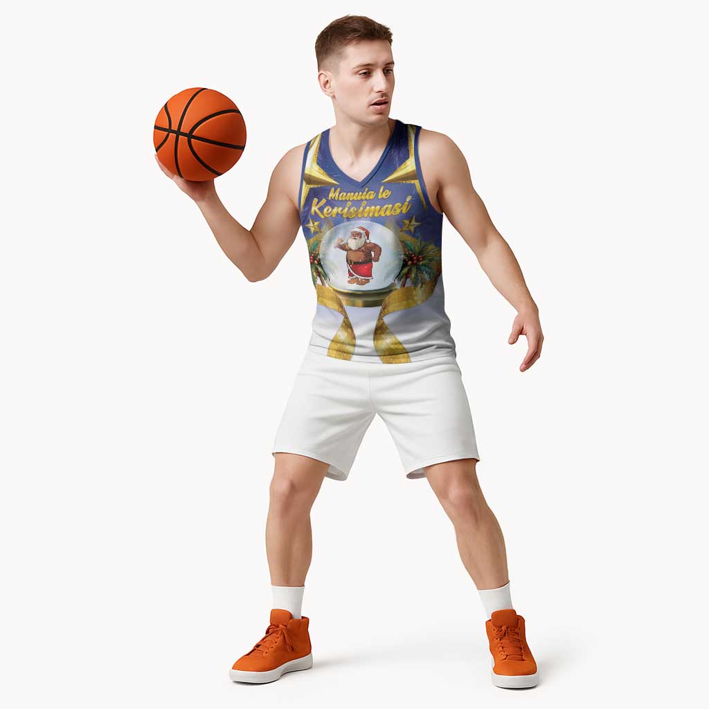 Samoa Christmas Basketball Jersey Snow Globe With Samoan Santa - Polynesian Pride