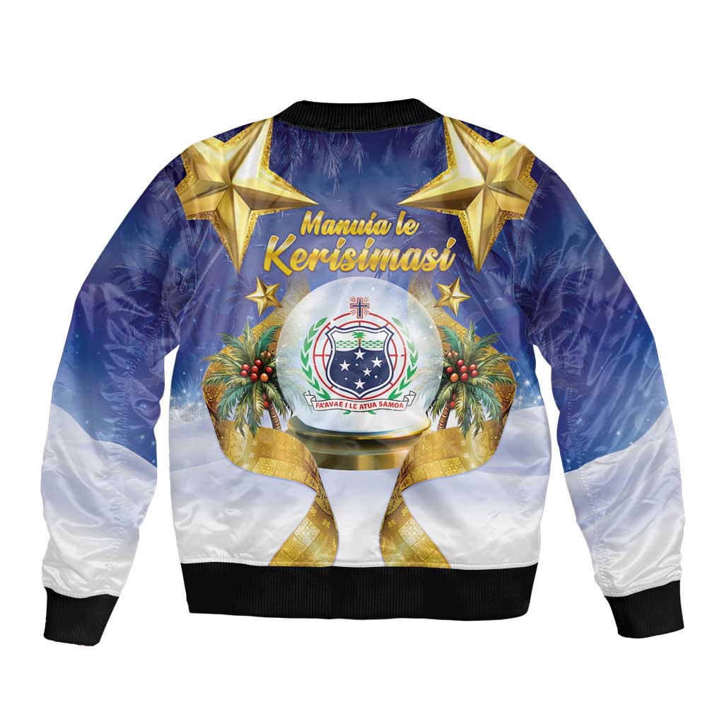 Samoa Christmas Bomber Jacket Snow Globe With Samoan Santa - Polynesian Pride
