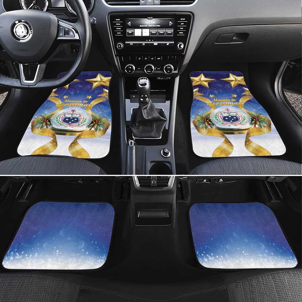 Samoa Christmas Car Mats Snow Globe With Samoan Santa - Polynesian Pride