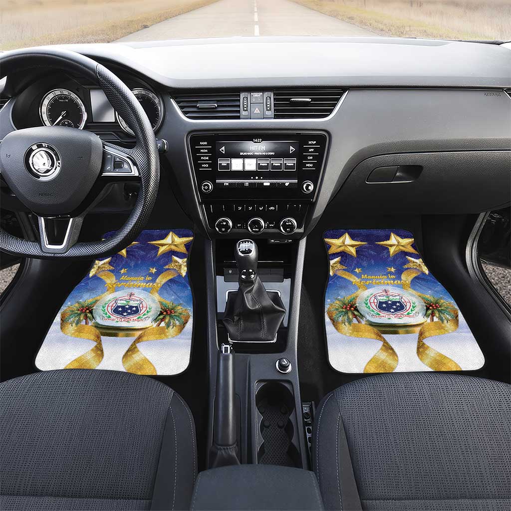 Samoa Christmas Car Mats Snow Globe With Samoan Santa - Polynesian Pride