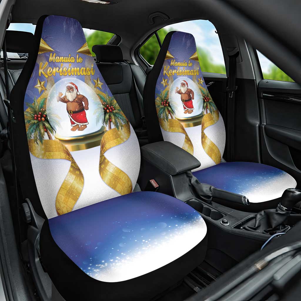Samoa Christmas Car Seat Cover Snow Globe With Samoan Santa LT05 One Size Navy - Polynesian Pride