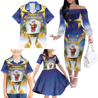 Samoa Christmas Family Matching Off The Shoulder Long Sleeve Dress and Hawaiian Shirt Snow Globe With Samoan Santa LT05 - Polynesian Pride