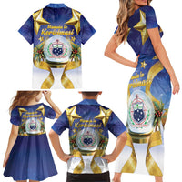 Samoa Christmas Family Matching Short Sleeve Bodycon Dress and Hawaiian Shirt Snow Globe With Samoan Santa LT05 - Polynesian Pride