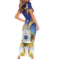 Samoa Christmas Family Matching Short Sleeve Bodycon Dress and Hawaiian Shirt Snow Globe With Samoan Santa LT05 - Polynesian Pride
