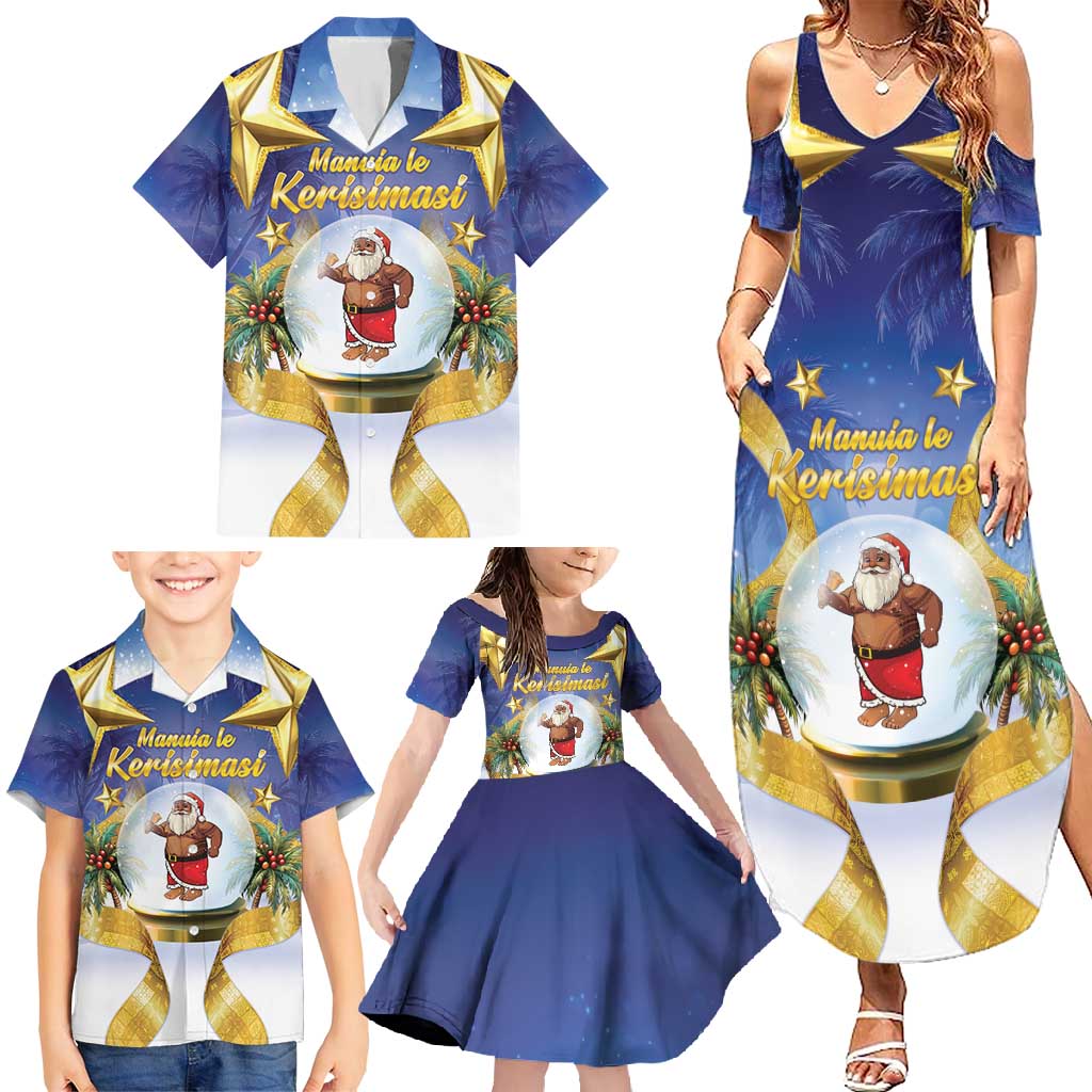 Samoa Christmas Family Matching Summer Maxi Dress and Hawaiian Shirt Snow Globe With Samoan Santa LT05 - Polynesian Pride