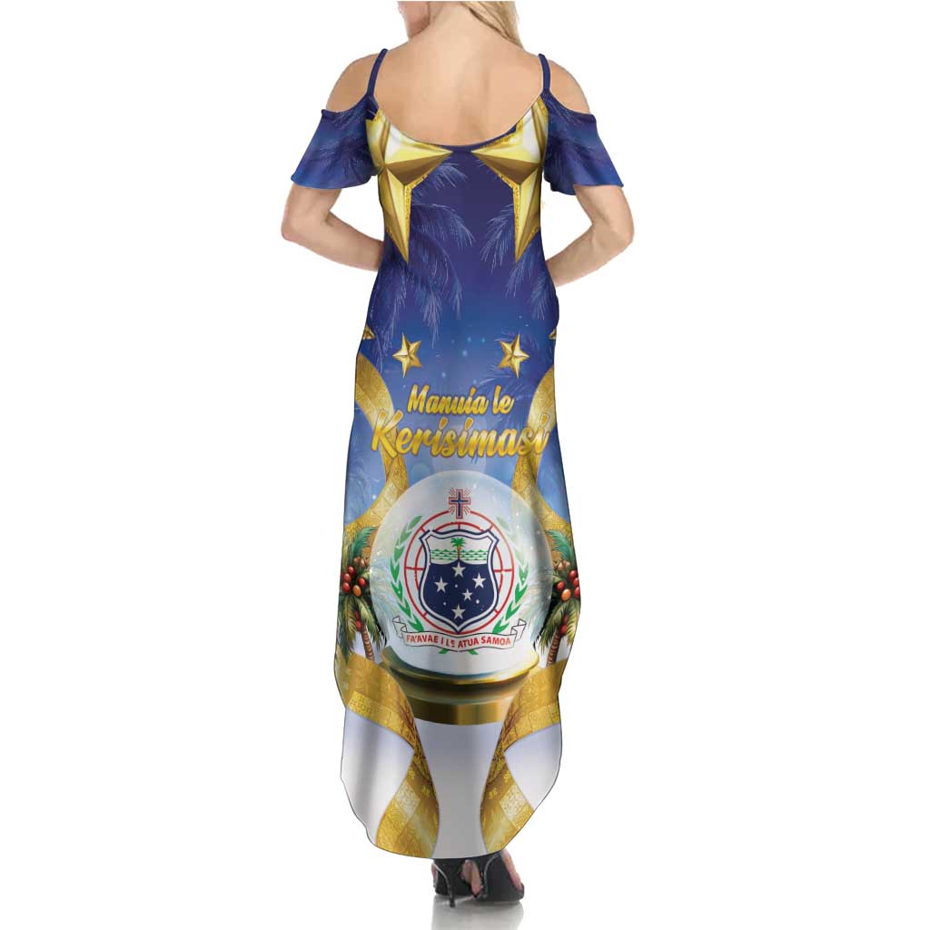 Samoa Christmas Family Matching Summer Maxi Dress and Hawaiian Shirt Snow Globe With Samoan Santa LT05 - Polynesian Pride