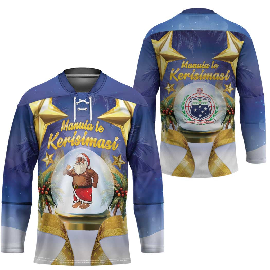 Samoa Christmas Hockey Jersey Snow Globe With Samoan Santa - Polynesian Pride