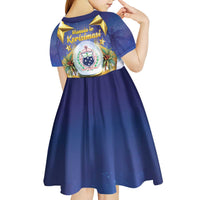Samoa Christmas Kid Short Sleeve Dress Snow Globe With Samoan Santa - Polynesian Pride