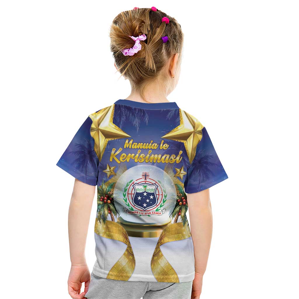 Samoa Christmas Kid T Shirt Snow Globe With Samoan Santa - Polynesian Pride