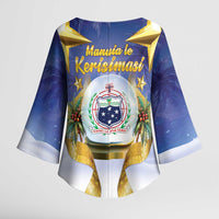Samoa Christmas Kimono Sleeve Blouse Snow Globe With Samoan Santa LT05 - Polynesian Pride