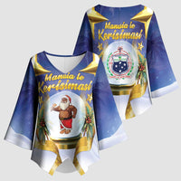 Samoa Christmas Kimono Sleeve Blouse Snow Globe With Samoan Santa LT05 - Polynesian Pride