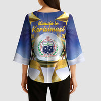 Samoa Christmas Kimono Sleeve Blouse Snow Globe With Samoan Santa LT05 - Polynesian Pride