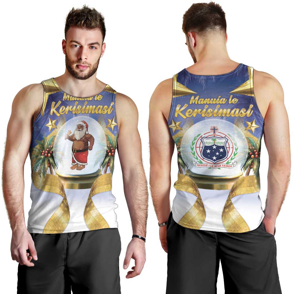 Samoa Christmas Men Tank Top Snow Globe With Samoan Santa - Polynesian Pride