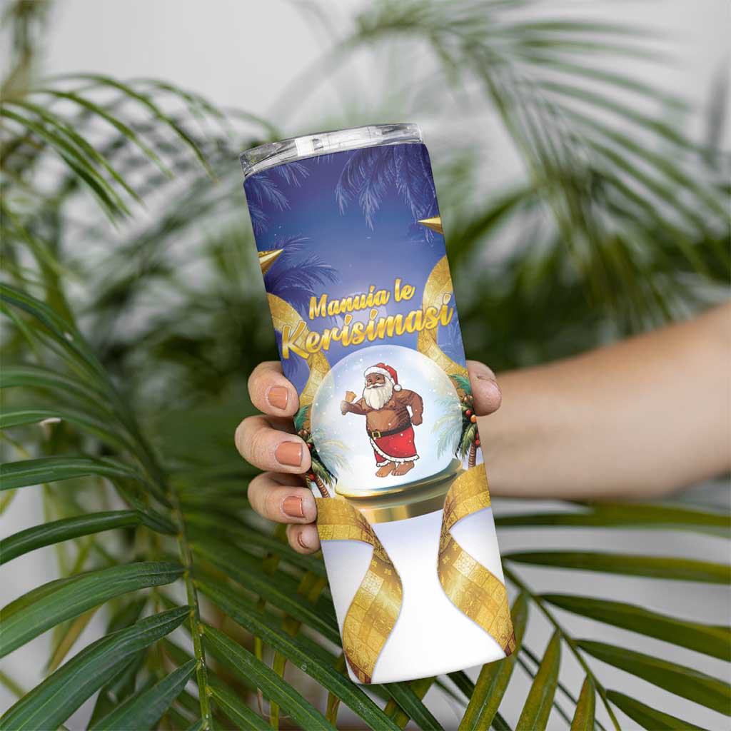 Samoa Christmas Skinny Tumbler Snow Globe With Samoan Santa - Polynesian Pride