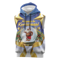 Samoa Christmas Sleeveless Hoodie Snow Globe With Samoan Santa LT05 Navy - Polynesian Pride