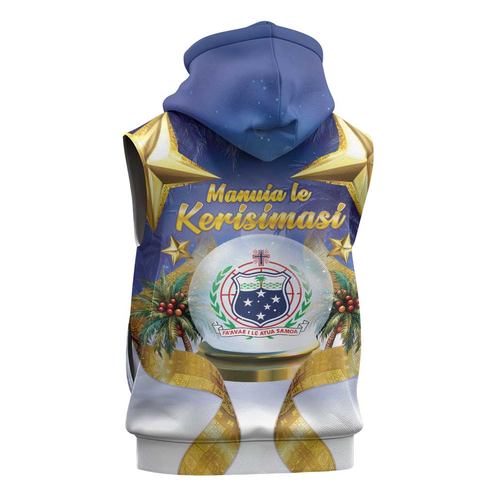 Samoa Christmas Sleeveless Hoodie Snow Globe With Samoan Santa LT05 - Polynesian Pride